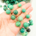Load image into Gallery viewer, Chrysoprase Round Shape Gold Plated Wire Chain.