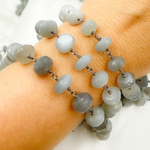 Load image into Gallery viewer, Grey Moonstone Oxidized Wire Chain