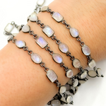 Load image into Gallery viewer, White Moonstone Mix Shape Bezel Oxidized Wire Chain