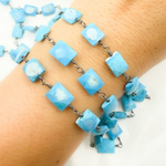 Load image into Gallery viewer, Turquoise Rectangle Shape Oxidized Wire Chain