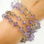 Load image into Gallery viewer, Ametrine Oxidized 925 Sterling Silver Wire Chain