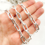 Load image into Gallery viewer, V176SS. 925 Sterling Silver Smooth Hollow Paperclip Link Chain