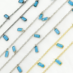 Load image into Gallery viewer, Blue Cubic Zirconia Rectangle Shape Dangle Chain