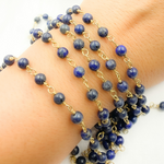 Load image into Gallery viewer, Lapis Lazuli Round Shape Gold Plated Wire Chain