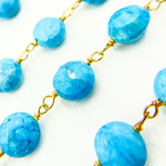 Load image into Gallery viewer, Turquoise Coin Shape Gold Plated Wire Chain