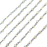 Load image into Gallery viewer, Coated Moonstone Black Rhodium 925 Sterling Silver Wire Chain