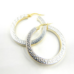 Load image into Gallery viewer, 14K Solid Gold and White Gold Earrings Round Shape Hoop with Texture.