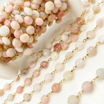 Load image into Gallery viewer, Pink Opal Gold Plated Wire Chain.