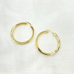 Load image into Gallery viewer, 14K Solid Gold Hollow Flat Hoop