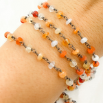 Load image into Gallery viewer, Fire Opal Oxidized Gold Plated Wire Chain.