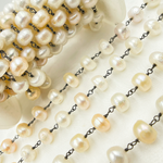 Load image into Gallery viewer, Peach Pearl Oxidized Oxidized Wire Chain