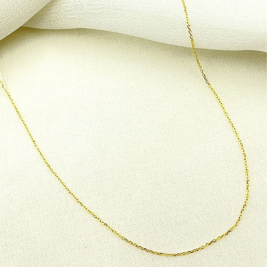 14K Solid Yellow Gold Diamond Cut Cable Link Chain