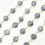 Load image into Gallery viewer, Coated Labradorite Round Shape Gold Plated Wire Chain.
