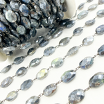 Load image into Gallery viewer, Coated Labradorite Oval Shape Oxidized Wire Chain