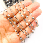 Load image into Gallery viewer, Coated Multi Moon stone Black Rhodium 925 Sterling Silver Wire Chain