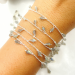 Load image into Gallery viewer, Labradorite Drop Dangle 925 Sterling Silver Wire Chain