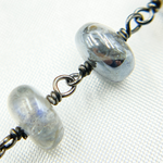 Load image into Gallery viewer, Coated Labradorite Rondel Smooth Oxidized Wire Chain