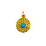 Load image into Gallery viewer, Pave Diamond Sterling Silver Round Charm with Turquoise