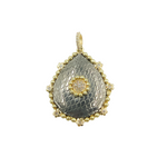 Load image into Gallery viewer, Sterling Silver Black Rhodium with Diamonds Drop Shape Charm with Flowers around