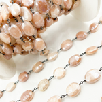 Load image into Gallery viewer, Coated Taupe Oval Moonstone Wire Chain.