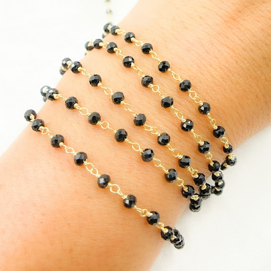 Black Spinel Gold Plated Wire Chain