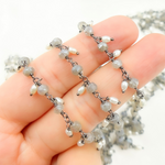 Load image into Gallery viewer, Coated Labradorite with Pearl Oxidized Wire Chain
