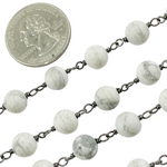 Load image into Gallery viewer, Howlite Gemstone Round Shape Chain.
