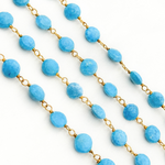 Load image into Gallery viewer, Turquoise Coin Shape Gold Plated Wire Chain