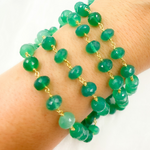 Load image into Gallery viewer, Green Onyx Rondel Faceted Gold Plated Wire Chain