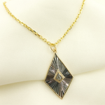 Load image into Gallery viewer, 925 Sterling Silver Black Rhodium with Diamonds Diamond Shape Charm.