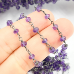 Load image into Gallery viewer, Amethyst Gemstone Oxidized 925 Sterling Silver Wire Chain