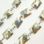 Load image into Gallery viewer, Steel Pyrite Rectangular Shape Oxidized Wire Chain.