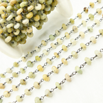 Load image into Gallery viewer, Coated Cats Eye Oxidized 925 Sterling Silver Wire Chain