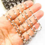 Load image into Gallery viewer, Pink Chalcedony Black Rhodium 925 Sterling Silver Wire Chain