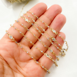 Load image into Gallery viewer, Coated Multi Moonstone & CZ Gold Plated Wire Chain.