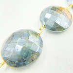 Load image into Gallery viewer, Coated Labradorite Coin Shape Gold Plated Wire Chain.