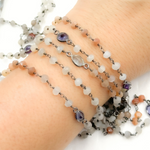 Load image into Gallery viewer, Multi Moonstone & Multi Stone Oxidized Wire Chain