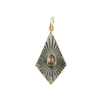 Load image into Gallery viewer, 925 Sterling Silver Black Rhodium with Diamonds Diamond Shape Charm.