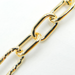 Load image into Gallery viewer, Sterling Silver Gold Plated Diamond Cut & 3 Smooth Links Paper Clip Chain