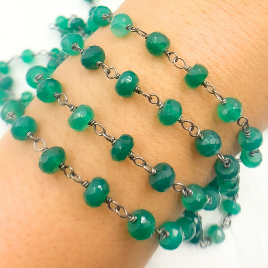 Green Onyx Oxidized Wire Chain