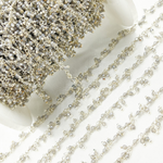 Load image into Gallery viewer, Coated Grey Moonstone Cluster Dangle 925 Sterling Silver Wire Chain.