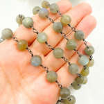 Load image into Gallery viewer, Labradorite Round Shape Oxidized Wire Chain.