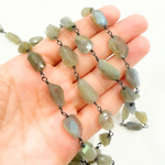 Load image into Gallery viewer, Labradorite Organic Shape Oxidized Wire Chain.