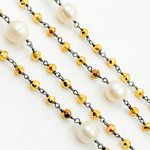 Load image into Gallery viewer, Golden Pyrite & Pearl Oxidized 925 Sterling Silver Wire Chain.