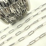 Load image into Gallery viewer, Black Rhodium 925 Sterling Silver Paperclip Diamond Cut & Smooth Link Chain.
