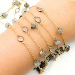 Load image into Gallery viewer, Labradorite & White Topaz Gold Plated Connected Wire Chain.