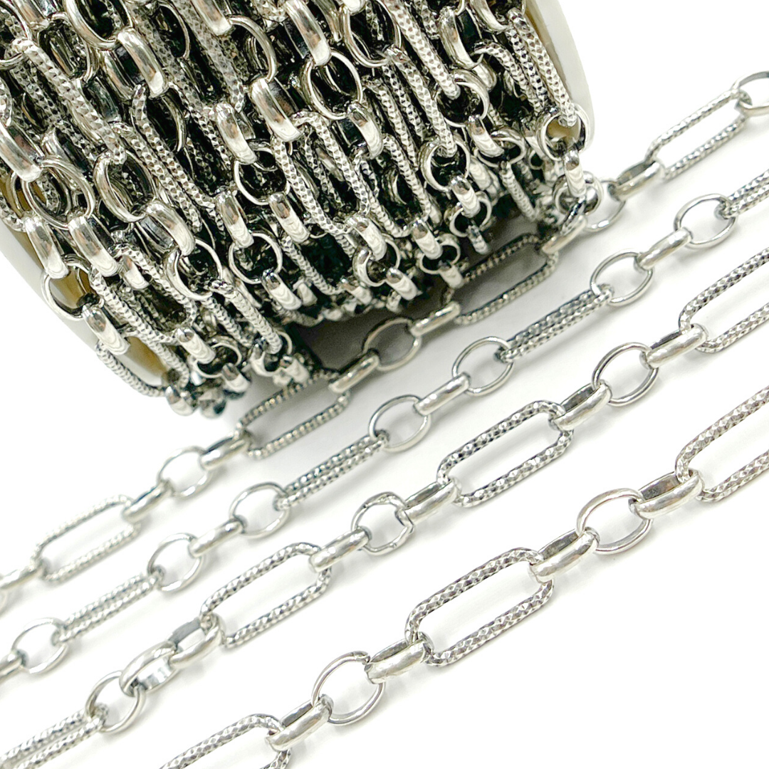 Oxidized Sterling Silver Long and Short Link Chain