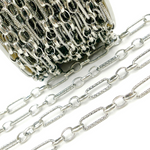 Load image into Gallery viewer, Oxidized Sterling Silver Long and Short Link Chain