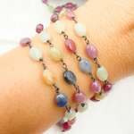 Load image into Gallery viewer, Multi Sapphire Oval Shape Oxidized Wire Chain