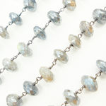 Load image into Gallery viewer, Coated Labradorite Rondel Faceted Oxidized Wire Chain
